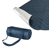 Hylat Baby Picknickdecke - Gepolsterte Stranddecke - Dunkelblau - Wasserabweisend, wärmeisolierend, aus weichem gestepptem Stoff, 130 x 170 cm - Robustes Design, leicht und faltbar mit Tragegriff