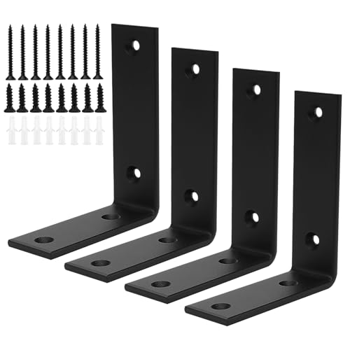Supports muraux en forme de L lot de 4 équerres étagère noir 125x100mm