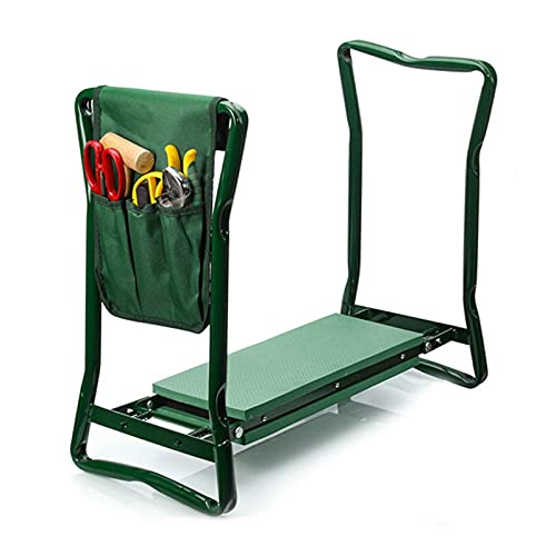 QFFL Portable Garden Stool, Foldable Lightweight Gardening Kneeler and Seat with Tool Pouch, Thick EVA Foam Padding, for Outdoor, Fishing