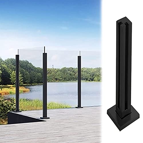 Poteau de clôture en verre noir H 140 cm d'angle en acier inoxydable 304 pour garde-corps de balcon