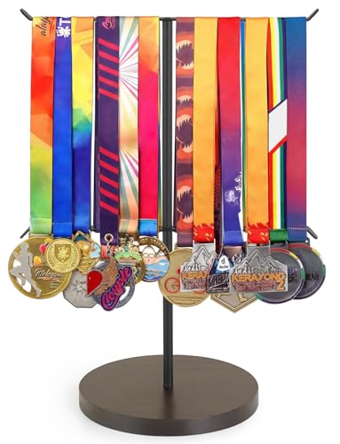Mkono Medal Hanger Display Metal Medal Holder, 12x16 Inches, Black & Walnut