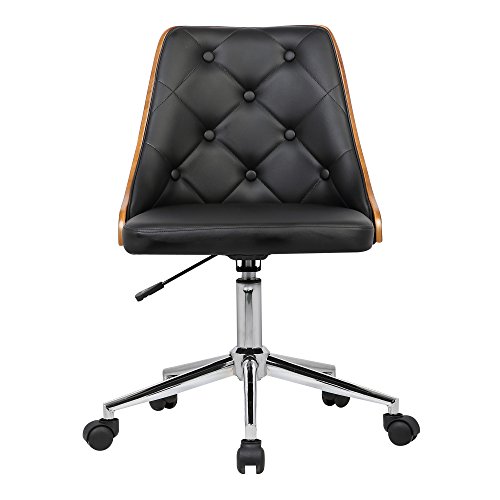 Armen Living Diamond Office Chair In Black Faux Leather And Chrome Finish #TOP3