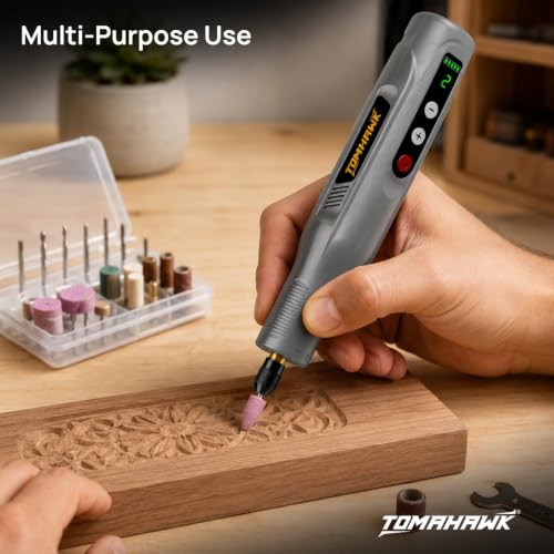 Image of TOMAHAWK MGK-3000 Cordless Electric Mini Drill Grinder Set - Variable Speed Rotary Tool Kit, Gray | For Drilling, Grinding, Cutting, Sanding & Polishing
