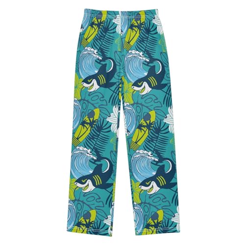 Palm Leaf Surfboard Shark Boys Pants for Kids Jogger Pants with Pockets S-XL