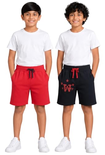 Image of Clotth Theory Boys Cotton Shorts Pack of 2 | Soft Breathable Fabric | Elastic Waist | Casual Wear Kids Comfortable Shorts