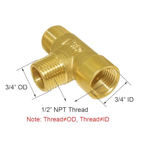 Tubo de latón en T de 1/2 pulgada Joywayus: soluciona derivaciones de agua sin fugas, 2 unidades 3