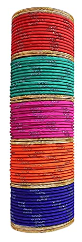 Image of NMII Non-Precious Metal with Base Metal Spreads with Zari Glossy Finished Premium Traditional Bridal Chuda Bangle set for Women and Girls