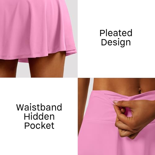 Image of Women's High Waist Pleated Tennis Skirt with 4 Pockets Lightweight Athletic Golf Skorts Skirts for Running Workout