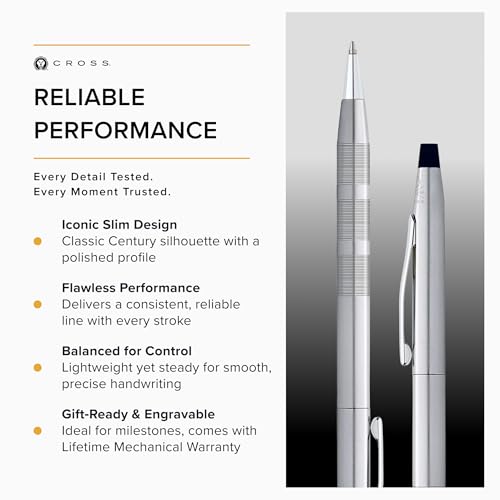 Image of Cross Classic Century Diamond Cut Satin Ballpoint Pen, Black Ink | Refillable Ballpoint Pen for Effortless Writing, Durable Construction, Premier Distinctive Look, Gift-Ready, Medium Point