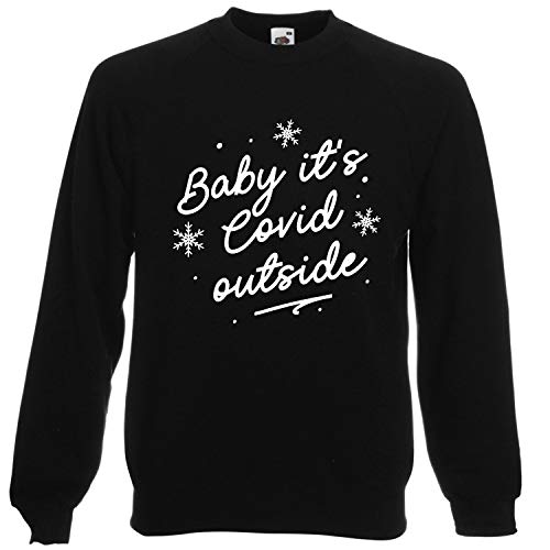 Image of Viper Baby It's Covid Out Outside Christmas Snowing Sweatshirt (BLACK, L)