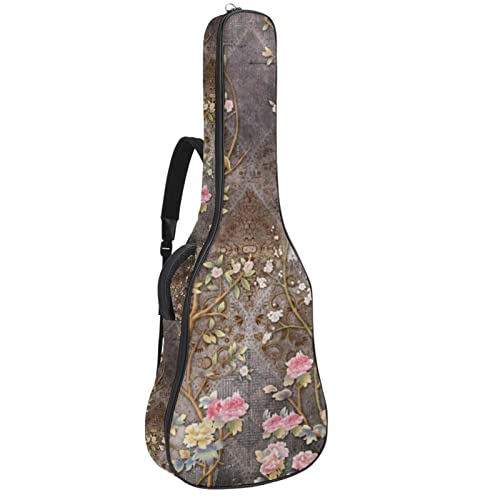 Housse en tissu Oxford imperméable pour guitare avec bandoulière réglable Motif floral sur carreaux Grunge - Les Beatles, Paul McCartney, John Lennon, RIngo Starr, George Harrison Housse en tissu Oxford imperméable pour guitare avec bandoulière réglable Motif floral sur carreaux Grunge