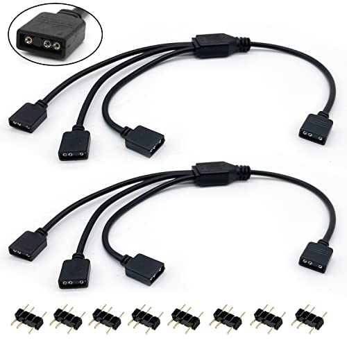 Jstincal 1-to-3 ARGB Splitter Cable ARGB Cable 5V 3 Pin Addressable RGB Splitter Extension Cable ARGB LED Sync Cable for Extend PC Computer ARGB Fans Or ARGB LED Series (2 Pack)