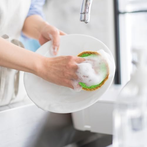 Image of PATIKIL Dish Scrubber, 4 Pcs Non Scratch Cleaning Sponge Hand Crochet Double Layered Durable Dish Cloth Kitchen Sponge for Washing Dishes for Cookware Tubs Sinks, Strawberry