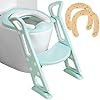 Toilettentrainer mit Treppe Extra 2x kostenlose Baumwollaufsätze | WC-Aufsatz für Kleinkinder Töpfchentrainer | Rutschfest Stabil Klappbar & Höhenverstellbar | Für 2-7-Jährige (Türkis)