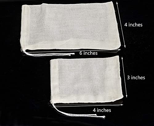 Giyomi 20 Pcs Muslin Drawstring Bags,Natural Unbleached Cotton Straining Herbs Cheesecloth Bags, Coffee Tea Brew Bags, Soup Gravy Broth Stew Bags, Bone Broth Brew Bags,Spice Bags, 4 X 3 Inches #TOP3