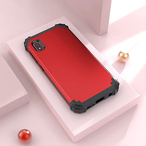 Idweel Galaxy A10E Case With Tempered Glass Screen Protector, Galaxy A10E, Hybrid 3 In 1 Shockproof Slim Heavy Duty Protection Hard Pc Cover Soft Silicone Rugged Bumper Full Body Cover, Red #TOP1