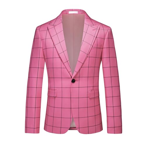 UNINUKOO Men's Blazer Plaid Sport Coat Casual Lightweight Checkered Suit Jacket Summer Jacket Men