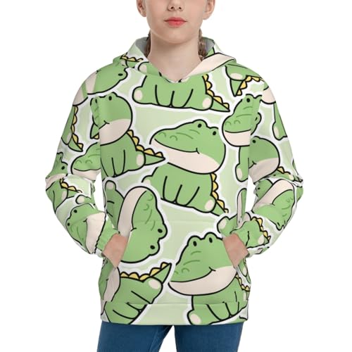 Cute Crocodile Kids Pullover Hoodies Boys Sweatshirts Girls Athletic Clothes with Pocket