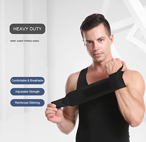 Sujayu Wrist Wraps, 2 Pack Wrist Brace Wrist Straps For Weightlifting, Wrist Straps Lifting Straps Wrist Weights Carpal Tunnel Wrist Brace, Wrist Brace For Working Out Gym Accessories For Men (Black) #TOP1