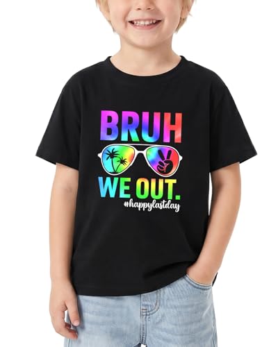 Happy Funny Last Day of School T-Shirt for Kids Toddler Girls Boys Short Sleeve Tee Cotton 2-8T