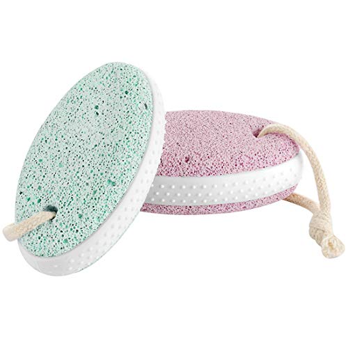 CHRUNONE 2 Pcs Pumice Stone for Feet Callus Remover and Scrubber for Women (Pink+Green)