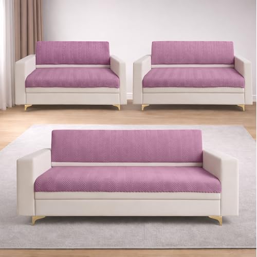 Image of Homerz Premium Velvet Sofa Cover Panel | Soft & Velvety Fabric | Rich Vibrant Colours | Sofa Protector for Living Room (Onion, 7 (3+2=2) Seater, Seat Cover with Backrest)