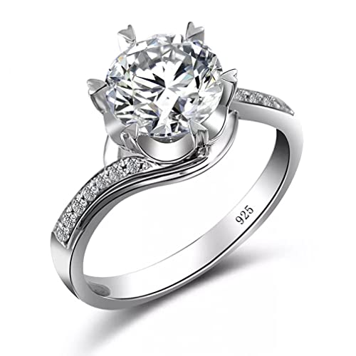 Moissanite anneau femme 2CT bague de fiançailles en argent 925 couleur D blanc pur