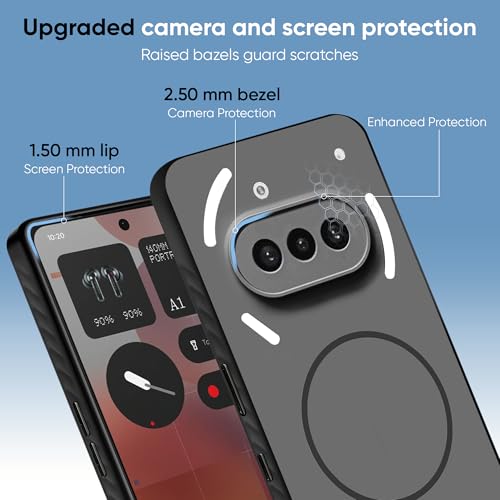 Image of KARWAN Slim Shockproof Back Case Cover Compatible with Nothing 3A,Dual Layer Armor Protection with Matt Finish, Heavy Duty Cover with Magnetic MagEase Wireless Charging (Black)