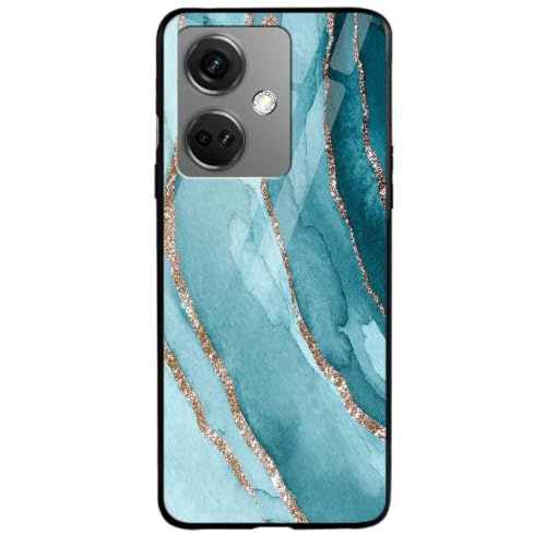 Image of COLORflow Back Cover Compatible with OnePlus Nord CE 3 5G | Blue Marble Golden Stripes | Shockproof TPU Bumper Cover with Camera Protection Back Cover Compatible with OnePlus Nord CE 3 5G