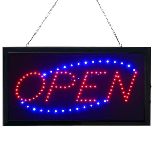 Bright LED Neon Open Sign – Flashing Light-Up Shop Sign for Business, Bars, Restaurants – Hanging Wall Decor Window Display Light (Open Sign)