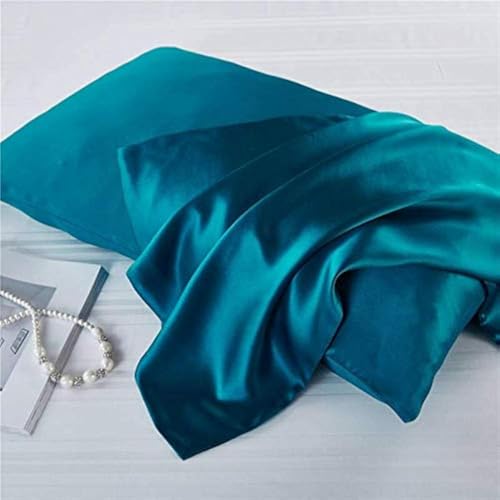 LuxBedding Satin King Pillowcase, Cooling Silk, 20x40 Inch, 2 Pack, Teal