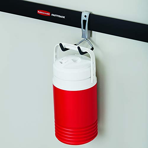 Rubbermaid Fasttrack Wall Mounted Garage Storage Utility Multi Hook For Tools, Chairs, Hose, Equipment, And Other Items, Supports 25 Lbs Each (6 Pack) #TOP2