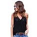 Produktbild Elecenty Damen Solide Hemden Ärmellos Tops Bluse Reizvolle Aushöhlen T-Stücke Sommerhemd Lose Hemd Blusen Pulli Haushemd Frauen Blusenshirt Sommerbluse Blusentop V-Ausschnitt (XL, Schwarz)