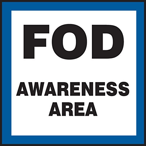 Panneau FOD Awareness Area en vinyle adhésif de 30x30 cm pour marquage industriel