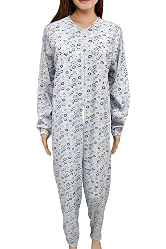 CRV PAJAMAS AND SOCKS CRAVANA Pyjama de survêtement sanitaire pour personnes âgées homme femme automne hiver coton chaud, combinaison sanitaire fabriquée en Italie, pyjama sanitaire, 231021 Bleu, L Cover