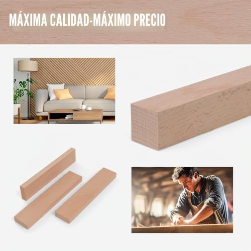 Miniatura 7 de Woodsellers Haya A Medida 25 X 25 Mm 350 1000 Mm De Longitud A Elegir Listón De Madera Maciza Cepillada Y En Ángulo Recto Secado Técnicamente Y Listo Para Pegar Natural, 25 X 25 X 950 Mm