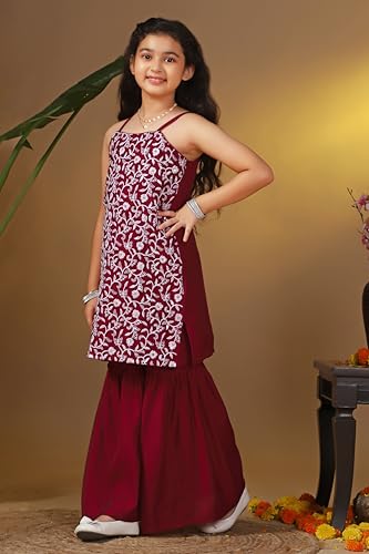 Image of Fashion Dream Girl's Silk Blend Salwar Suit|Kids Salwar Suit Set|Embroidered Suit for Girls|Girls Ethnic Set