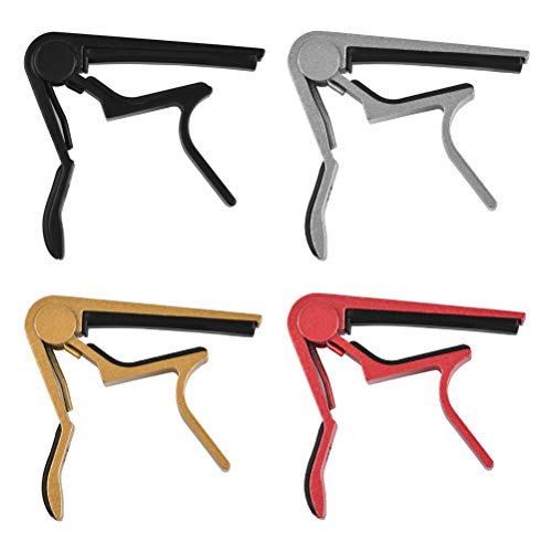 TIMESETL 4 Pcs Guitar Capo Aluminum Metal Universal, Acoustic and Classical Electric Guitars, Bass, Banjo, Violin, Mandolin, Ukulele All Types Lightweight String Instrument