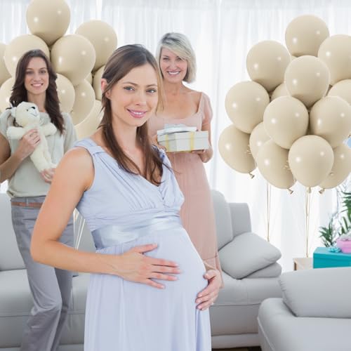 Image of 100pcs Sand White Balloons, 12inch Ivory White Party Latex Balloons for BOHO Wedding Birthday Baby Bridal Shower Gender Reveal Party Decoration (with 66ft Ribbon)