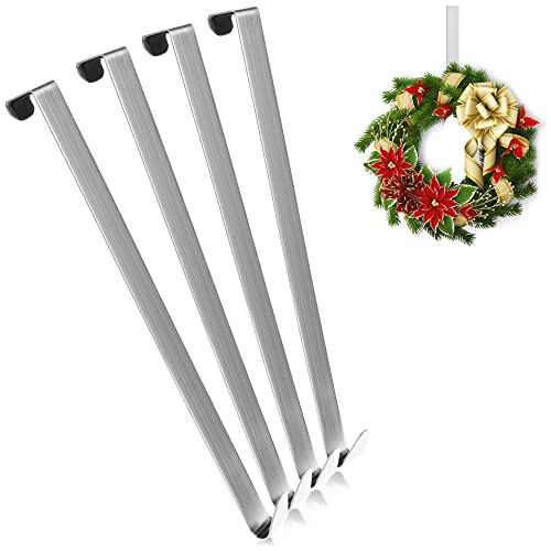 com-four® 4X Door Hooks Made of Stainless Steel, 27 cm Hooks for Door Wreaths and Decoration, Hangers for Doors, for Outside
