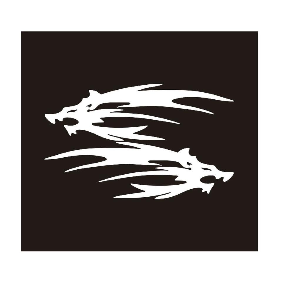Pair Wild Wolf Vinyl Stickers for Helmets Motorcycles Cars Tanks(White,15cm)