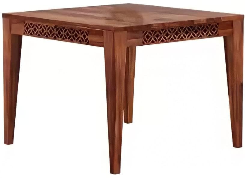 Image of SHYAM ART & CRAFT Solid Sheesham Wood 4 Seater Dining Table with Cushion Chairs | Four Seater Dining Room Furniture | CNC Design Dinner Table for Living Room Home and Restauran | Natural