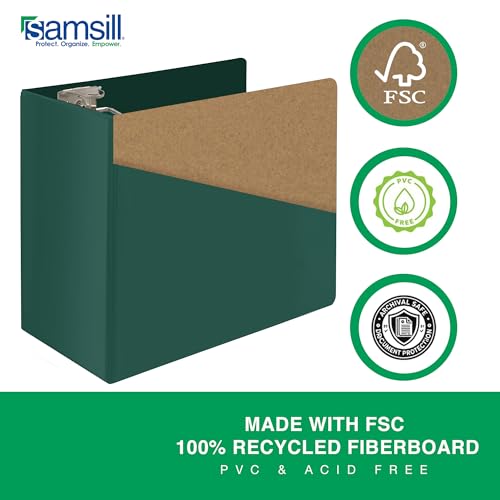 Samsill Durable 6 Inch Binder, Made in The USA, Locking D Ring Binder, Customizable Clear View Cover, Forest Green, Holds 1225 Pages - Thumbnail 3
