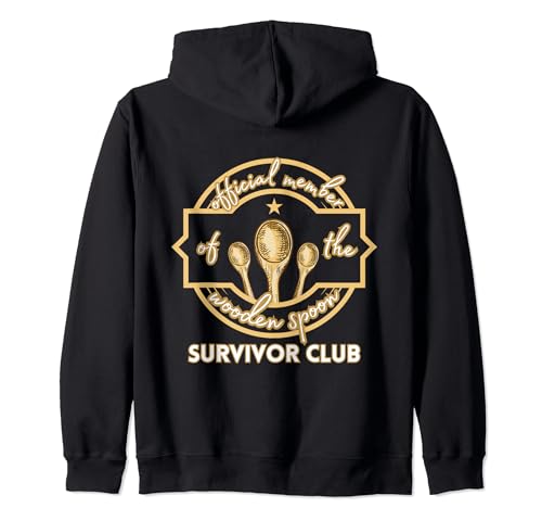 Funny Vintage Wooden Spoon Survivor Club Sudadera con Capucha