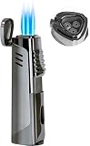 Prestige Import Group Pinnacle Triple Flame Torch Lighter with Fold-Out Punch Cutter - Color: Gun Metal