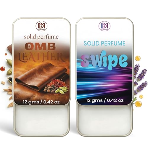 Image of Dr.Mashur Solid Perfume |OMB leather&Swipe Alcohol Free Wax Perfume Balm, Long Lasting | Pocket Tin 12g, Pack Of 2| Non Greasy Smooth Glide, Travel Friendly Men And Women