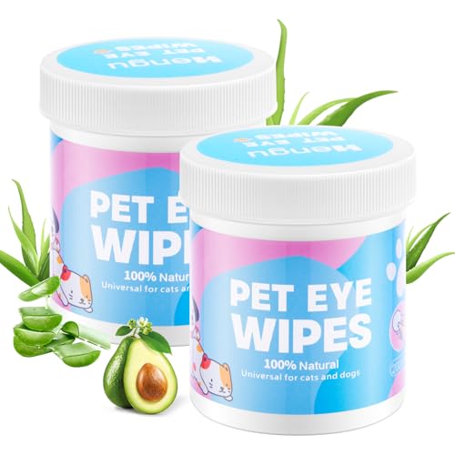 Hengu 400Pcs Eyes Wipes for Dogs, Pet Tear Stain Remover Wipes, Pet Eye Wipes for Dogs & Cats, Hypoallergenic Soothing Cleansing Pet Wipes (200pcs x2)