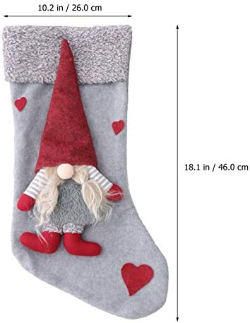 Amosfun 18" Christmas Stocking Bag Gift Bag with Swedish Santa Claus Tomte Pattern Christmas Tree Hanging Decoration (Grey)