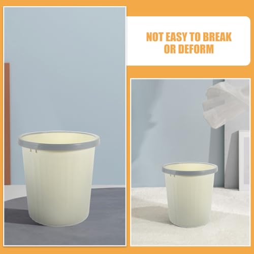 Caneca de basura beige de plástico de 12 litros sin tapa miniatura 6