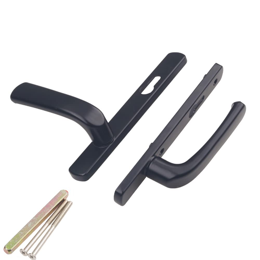 UPVC Door Handle, 92mm PZ (Centres) Black Replacement Handles with Matching Parts, 1 Pair/Set, 210mm